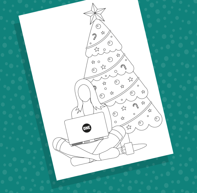 Ausmalbild zu Weihnachten im ONE-Style