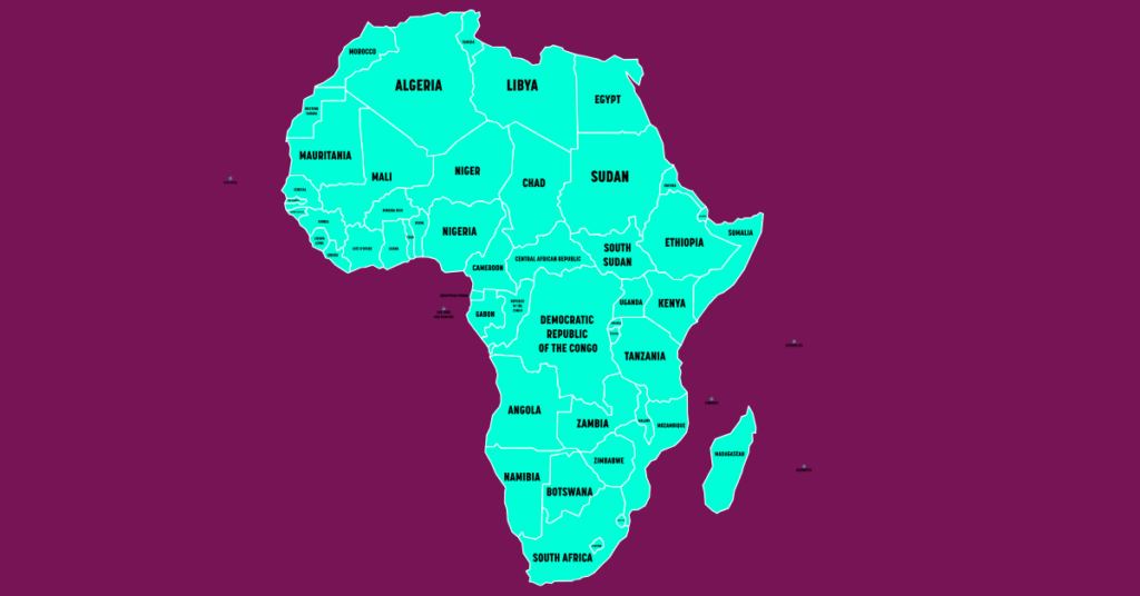Eine politische Karte Afrikas mit Ländernamen