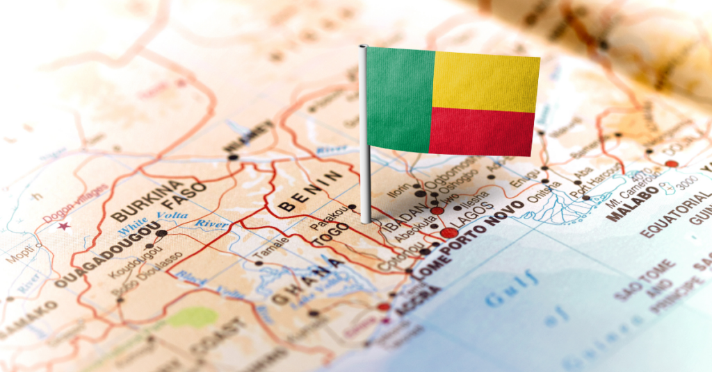 Benin Flagge und Landkarte