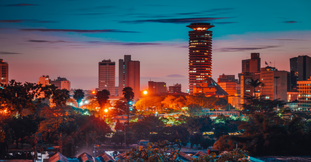 Nairobi bei Nacht, Hauptstadt Kenia.
